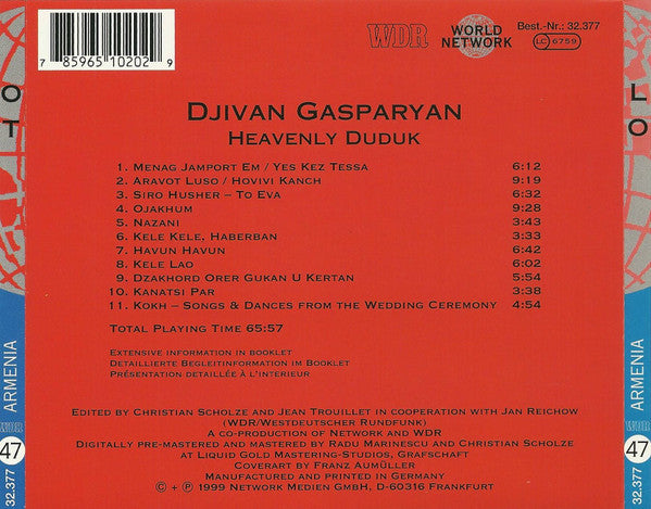 Djivan Gasparyan : Armenia: Heavenly Duduk (CD, Album)