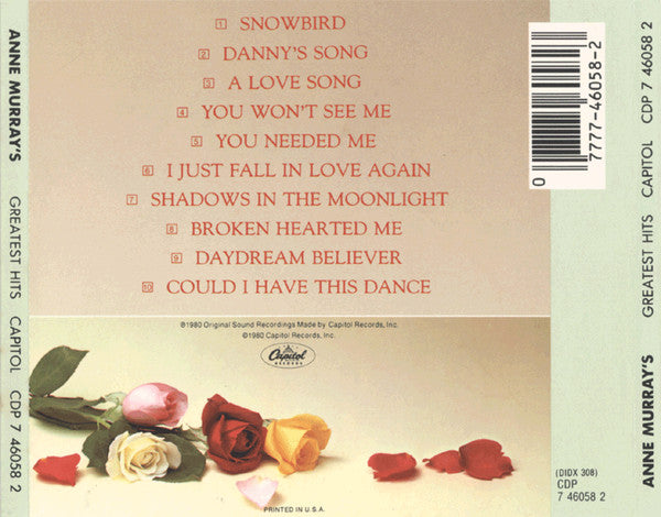 Anne Murray : Anne Murray's Greatest Hits (CD, Comp, RE, Tos)