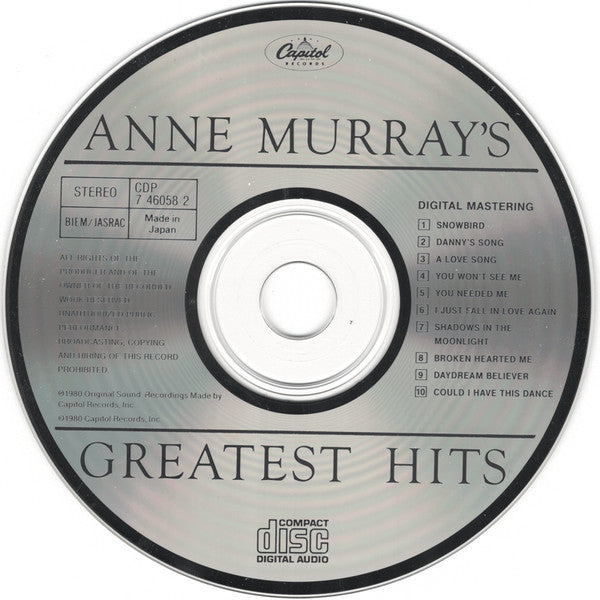 Anne Murray : Anne Murray's Greatest Hits (CD, Comp, RE, Tos)