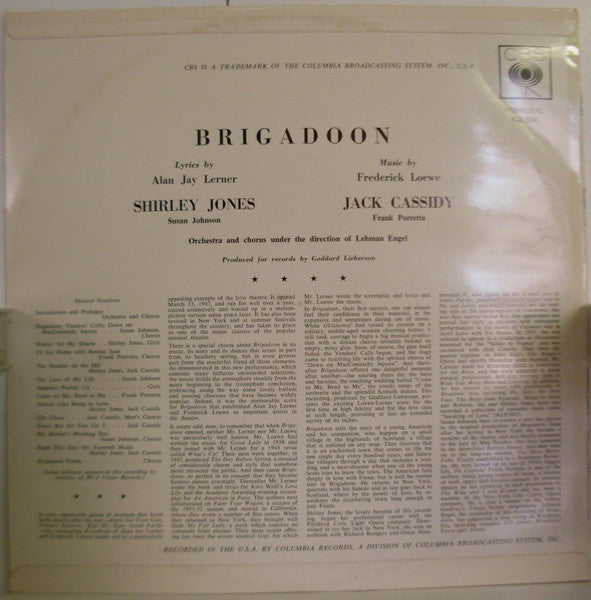 Shirley Jones (2) • Jack Cassidy • Susan Johnson (4) • Frank Porretta : Brigadoon (LP, Mono)