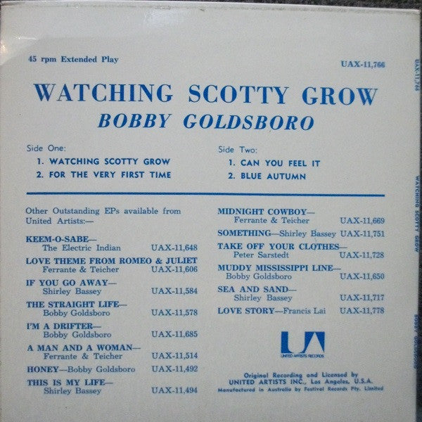 Bobby Goldsboro : Watching Scotty Grow (7", EP)