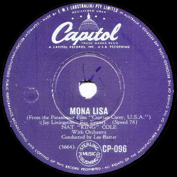 Nat King Cole : Unforgettable / Mona Lisa (Shellac, 10", RP)