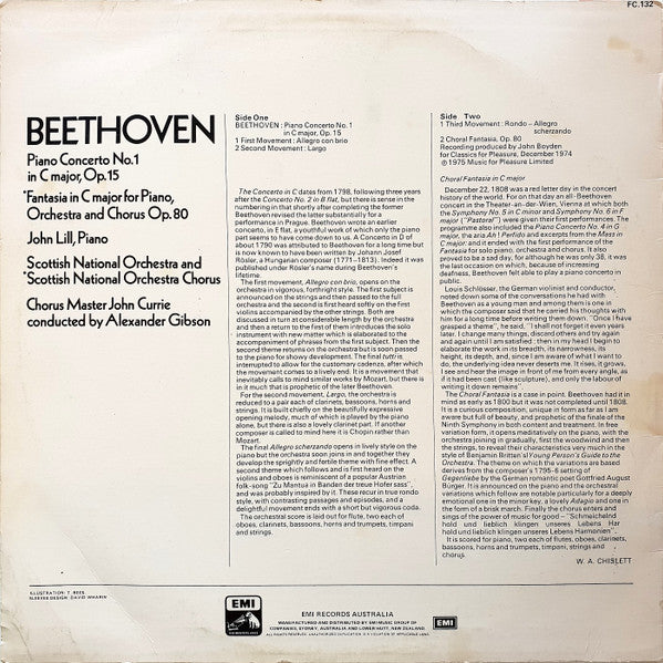 Beethoven*, John Lill : Piano Concerto No.1 / Choral Fantasia (LP)