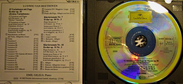 Beethoven*, Emil Gilels : Eroica-Variationen • Sonaten No. 7 & No. 18 (CD, Album, RE, PMD)