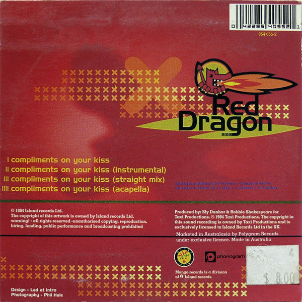 Red Dragon With Brian & Tony Gold : Compliments On Your Kiss (CD, Maxi, Car)