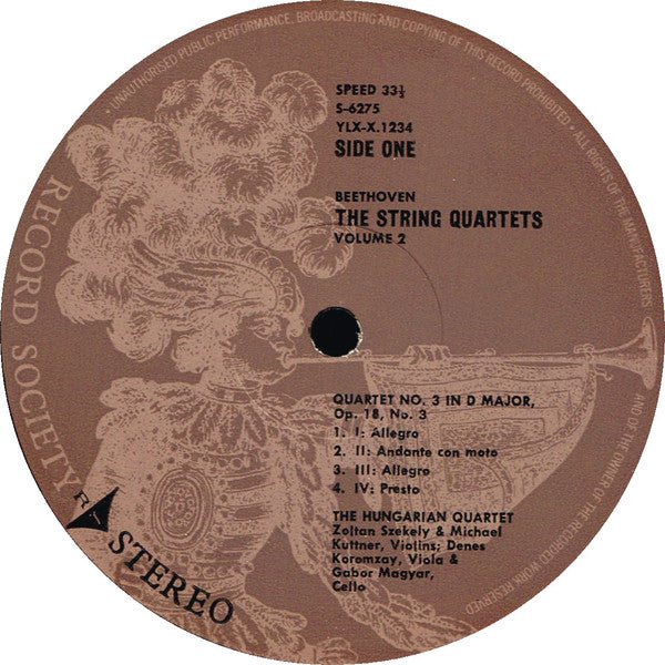 Ludwig van Beethoven, The Hungarian Quartet : The String Quartets, Vol. 2 (The Early Quartets): Quartet No. 3 In D Major, Op. 18 No. 3; Quartet No. 4 In C Minor, Op. 18 No. 4 (LP, Album, Club, RE)