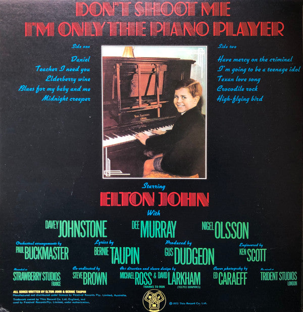 Elton John : Don't Shoot Me I'm Only The Piano Player (LP, Album, Gat)