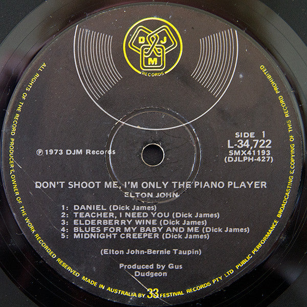 Elton John : Don't Shoot Me I'm Only The Piano Player (LP, Album, Gat)