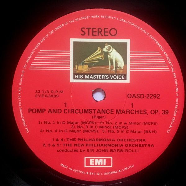 Sir Edward Elgar, Sir John Barbirolli, New Philharmonia Orchestra, Philharmonia Orchestra : Pomp And Circumstance Marches 1-5 * Froissart * Elegy * Sospiri (LP)