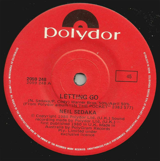 Neil Sedaka : Letting Go  (7", Single)