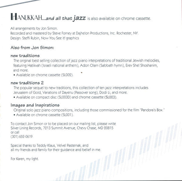 Jon Simon (3) : Hanukkah And All That Jazz (CD, Album)