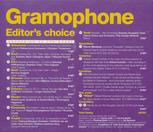 Various : Gramophone Editor's Choice: January 1998 (CD, Comp, RM)