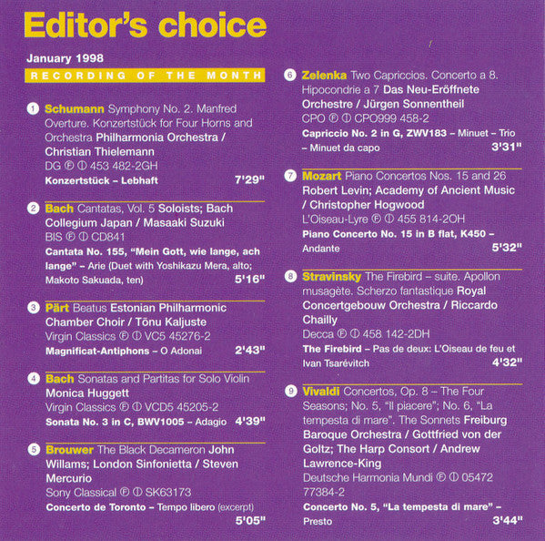 Various : Gramophone Editor's Choice: January 1998 (CD, Comp, RM)