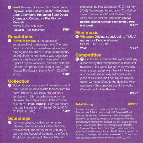 Various : Gramophone Editor's Choice: January 1998 (CD, Comp, RM)