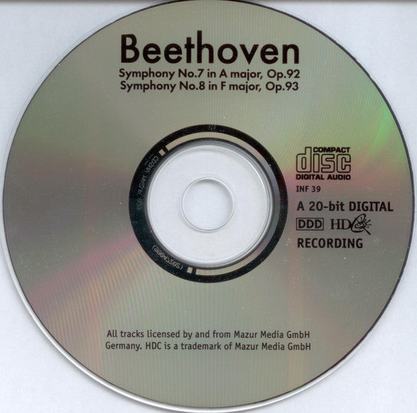Beethoven* : Symphony No. 7 In E Major, Op. 92 / Symphony No. 8 in F Major, Op. 93 (CD)