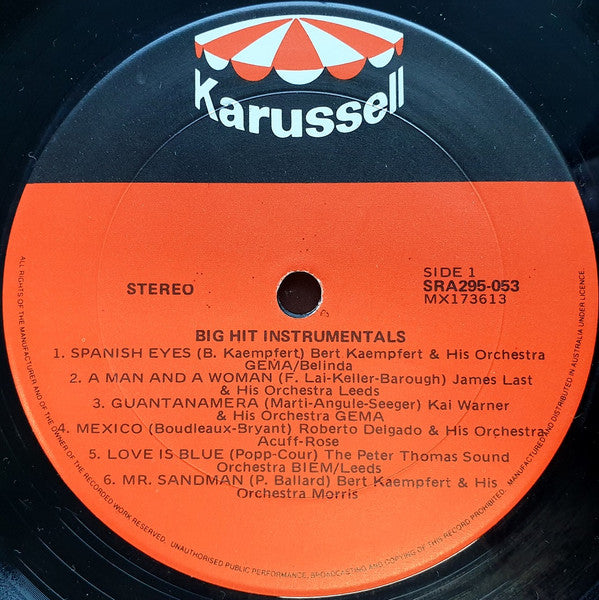 Various : Big Hit Instrumentals (LP, Comp)