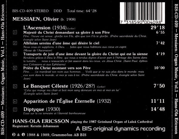 Olivier Messiaen - Hans-Ola Ericsson : The Complete Organ Music, Volume 1 (CD, Album)