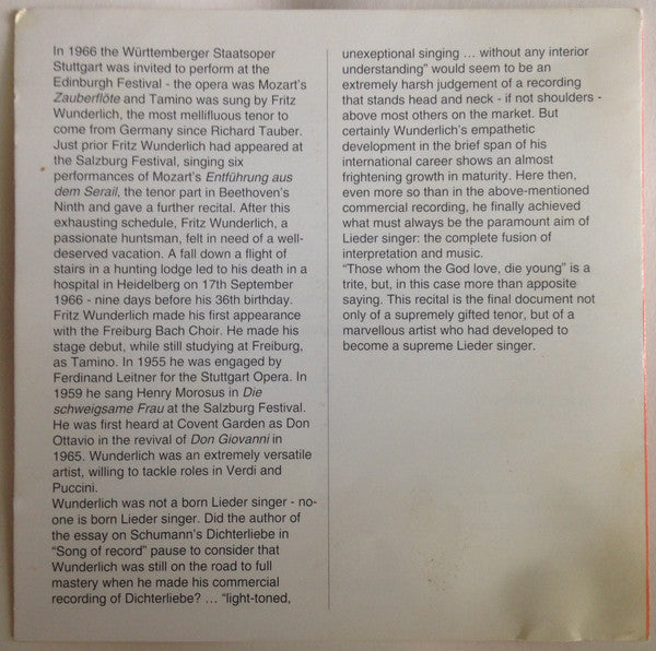 Fritz Wunderlich, Robert Schumann, Franz Schubert, Ludwig van Beethoven : Fritz Wunderlich's Last Concert (Edinburgh 1966) (CD, Album)