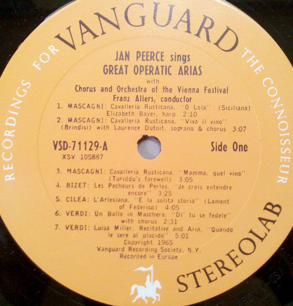Jan Peerce : Great Operatic Arias (LP, Album)