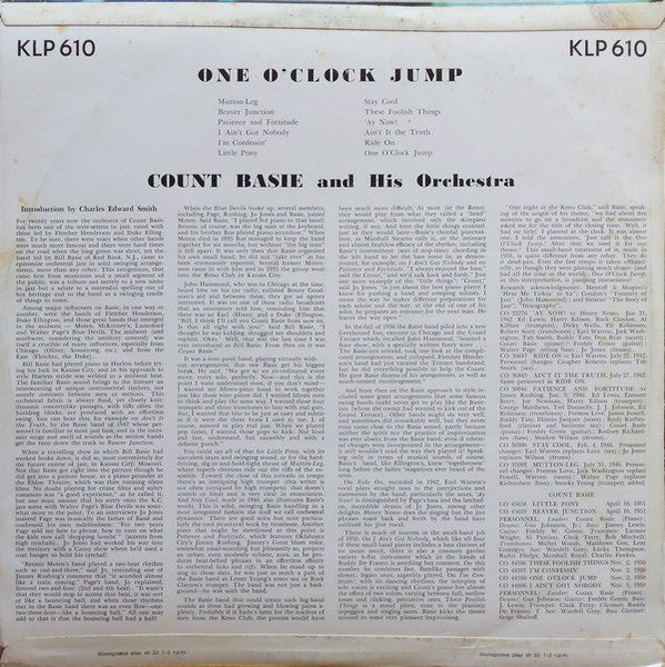 Count Basie And His Orchestra* : One O'Clock Jump (LP, Album, Comp, Mono)