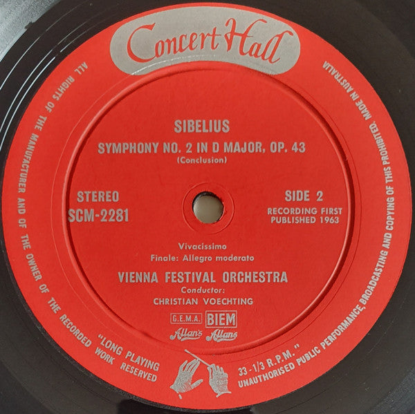 Sibelius*, Vienna Festival Orchestra*, Christian Voechting : Symphony No. 2 (LP, Album)