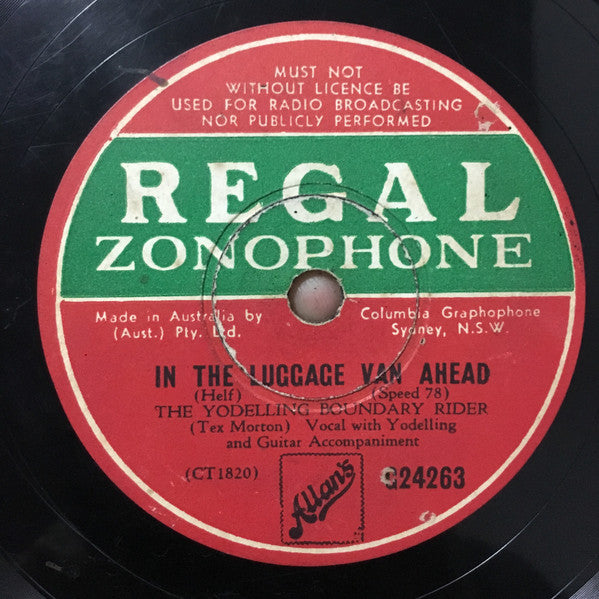 Tex Morton (2) : The Drover’s Wife / In The Luggage Van Ahead (Shellac, 10", RP)