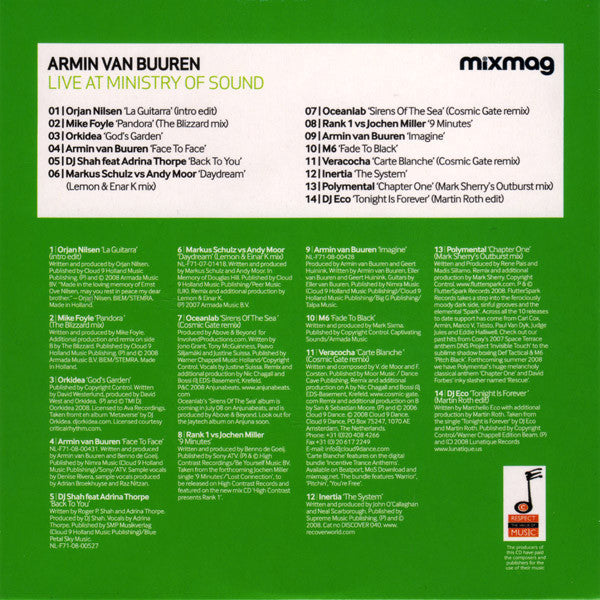 Armin van Buuren : Live At The Gallery, Ministry Of Sound (CD, Mixed, Car)