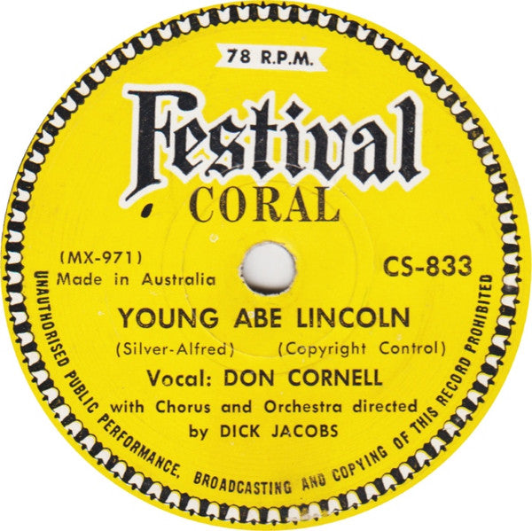 Don Cornell : Young Abe Lincoln / Dream World (Shellac, 10", RP)