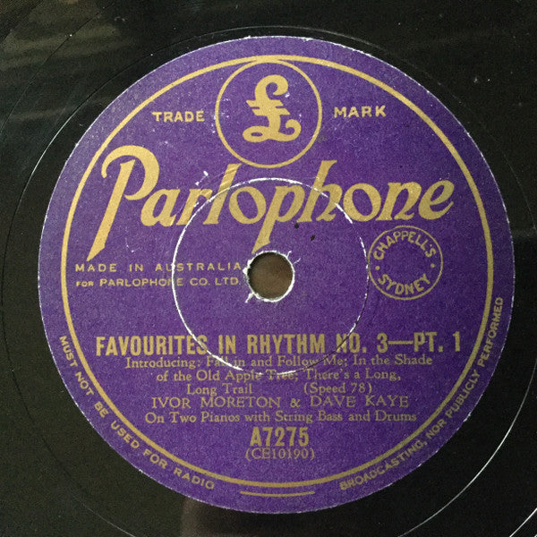 Ivor Moreton & Dave Kaye* : Favourites In Rhythm No. 3 (Shellac, 10", RP)