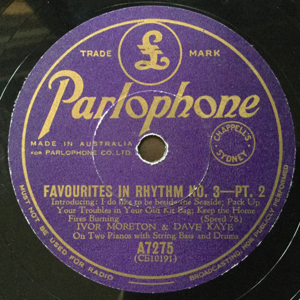 Ivor Moreton & Dave Kaye* : Favourites In Rhythm No. 3 (Shellac, 10", RP)