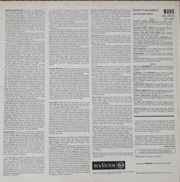 Jeanette MacDonald And Nelson Eddy : 16 Nostalgic Original Recordings Of Music From Their Golden Years In Hollywood (LP, Comp, Mono)