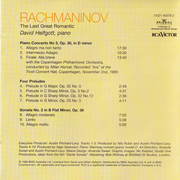 Rachmaninov* - David Helfgott : The Last Great Romantic (CD, Album)