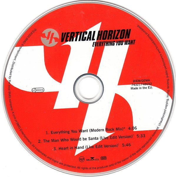 Vertical Horizon : Everything You Want (CD, Single)