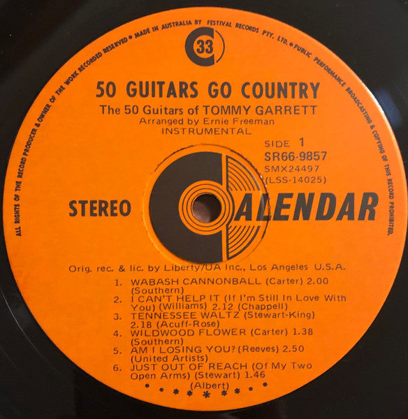 The 50 Guitars Of Tommy Garrett : 50 Guitars Go Country (LP, RE)