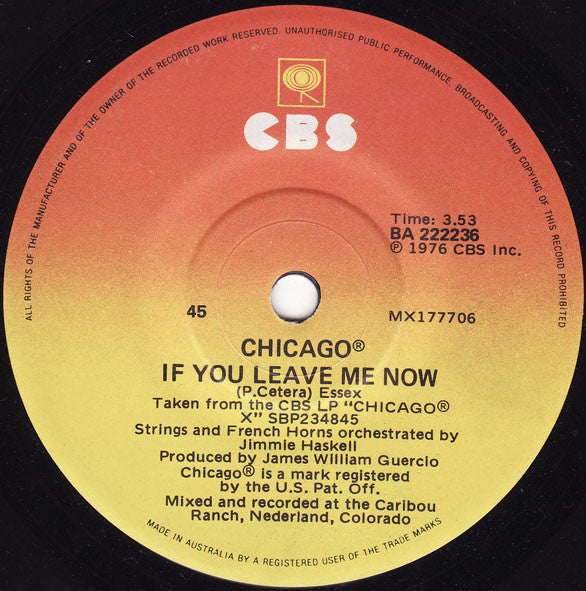 Chicago (2) : If You Leave Me Now (7")