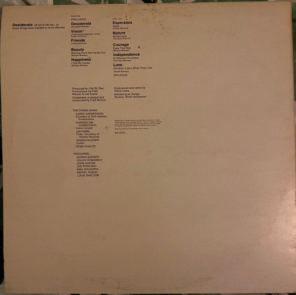 Les Crane : Desiderata (LP, Album, RE)