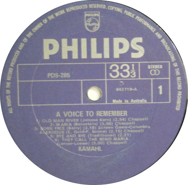 Kamahl : A Voice To Remember (LP, Album, RP, Pur)