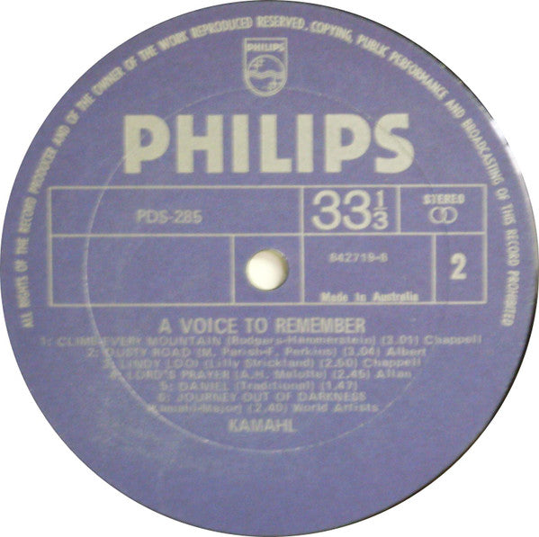Kamahl : A Voice To Remember (LP, Album, RP, Pur)