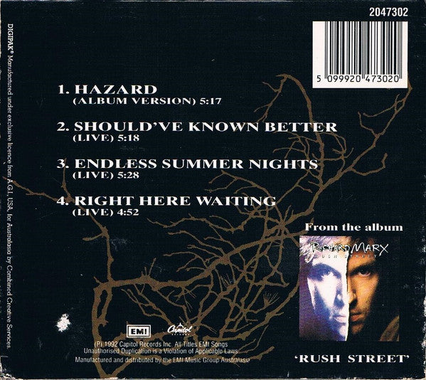 Richard Marx : Hazard (CD, Single, Dig)