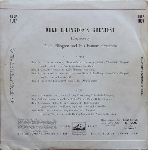Duke Ellington And His Famous Orchestra* : Duke Ellington's Greatest (10", Comp)