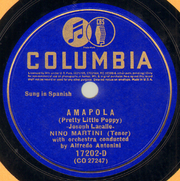 Nino Martini : Bolero (No Me Lo Digas) / Amapola (Shellac, 10")