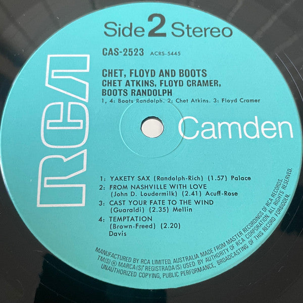 Chet Atkins / Floyd Cramer / Boots Randolph : Chet, Floyd & Boots (LP, Comp)