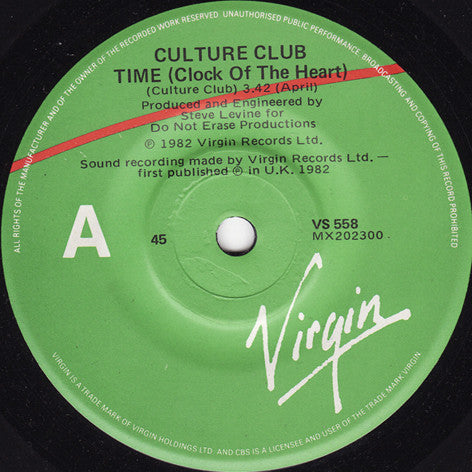 Culture Club : Time (Clock Of The Heart) (7", Single)