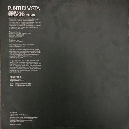 No Artist : Punti Di Vista No. 2 (LP, Mono)