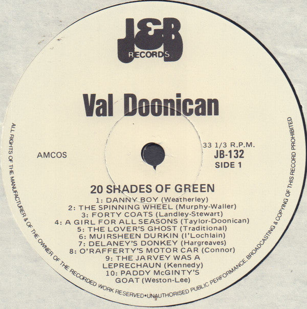 Val Doonican : 20 Shades Of Green (LP, Comp)