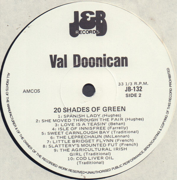 Val Doonican : 20 Shades Of Green (LP, Comp)