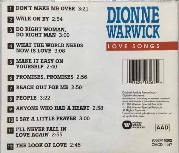 Dionne Warwick : Love Songs (CD, Comp)