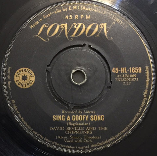 David Seville And The Chipmunks : Sing A Goofy Song (7", Single)