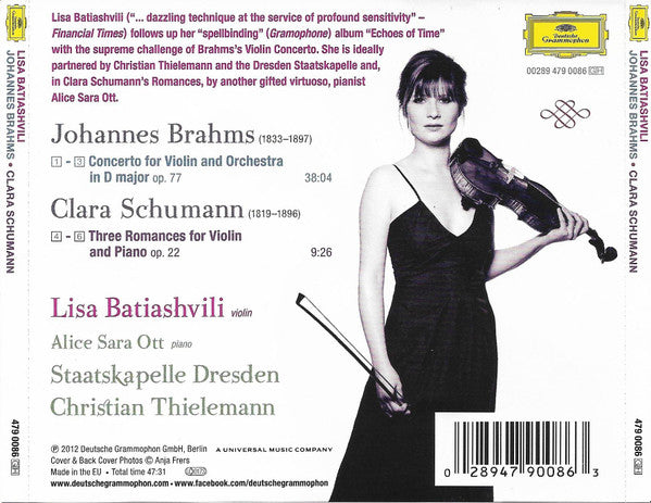 Johannes Brahms, Clara Schumann – Lisa Batiashvili, Staatskapelle Dresden, Christian Thielemann : Johannes Brahms Clara Schumann (CD, Album, Son)