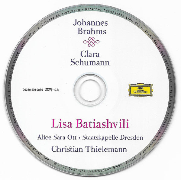 Johannes Brahms, Clara Schumann – Lisa Batiashvili, Staatskapelle Dresden, Christian Thielemann : Johannes Brahms Clara Schumann (CD, Album, Son)